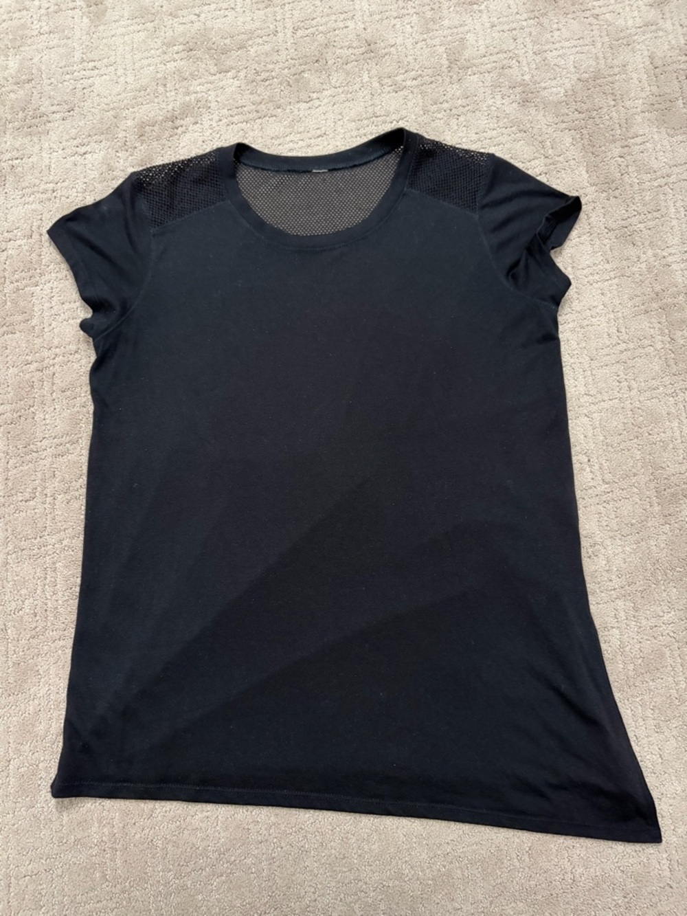 Women’s Black Mesh-Detail Short Sleeve Top